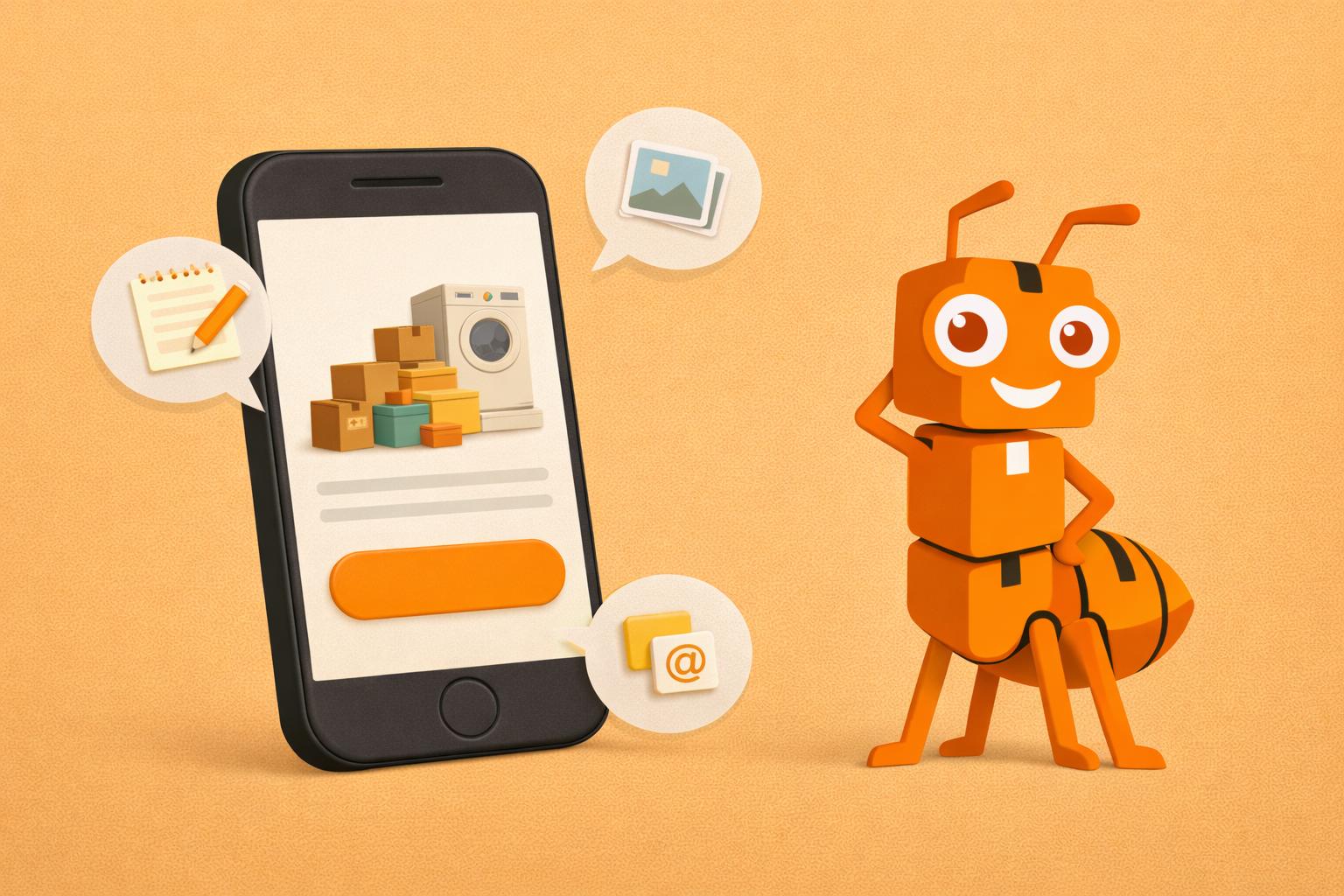 Tarjouspyynnon luominen Movaroo-sovelluksessa, valitse kuljetettavat tavarat